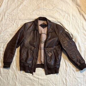 U2 Wear Me Out Dark Brown Leather Bomber Jacket. Great Condition. Size Medium/38